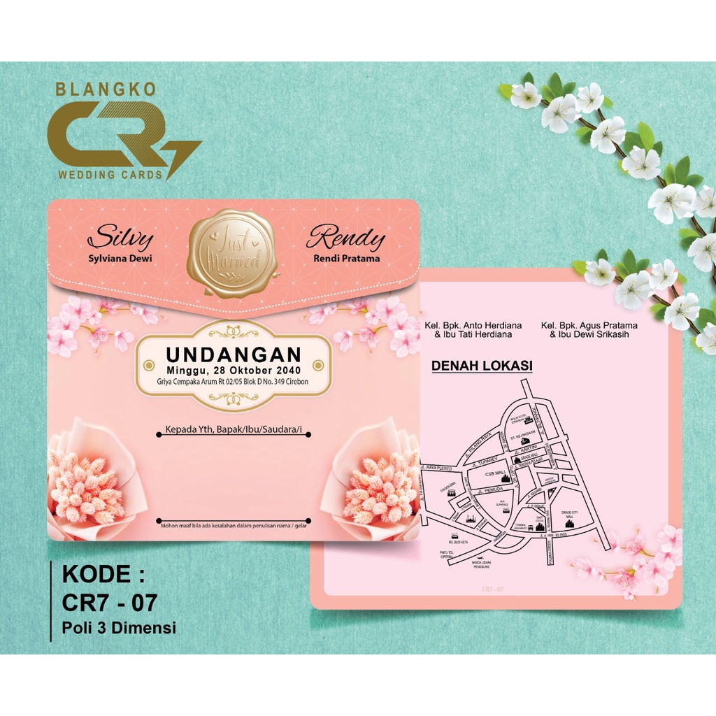 Undangan Blangko - CR7-07 - CR7-08 - CR7-09 - CR7-10 - CR7-11 - CR7-12 + Cetak + Plastik & Label Nam