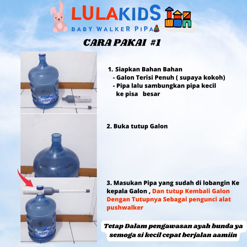 Baby Walker Pipa Paralon Kuat , Pushwalker Pipa Paralon , alat belajar jalan bayi murah . alat bantu jalan bayi, belajar bayi jalan , baby walker galon , push walker pipa galon , LulaKids , Babywalker Lulakids