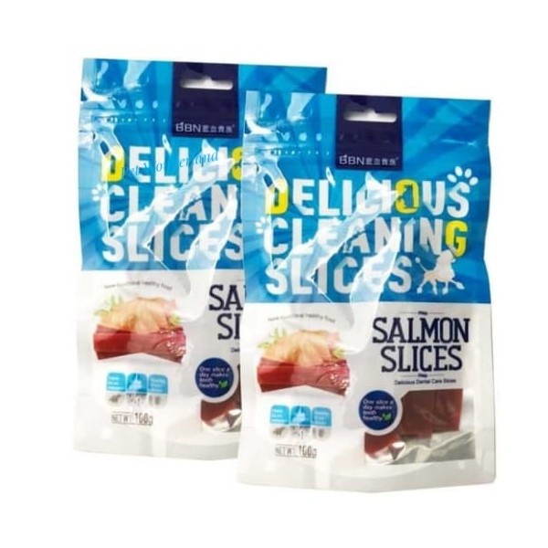 BBN DELICIOUS CLEANING TABLETS SALMON SLICE 100 GR - SNACK ANJING