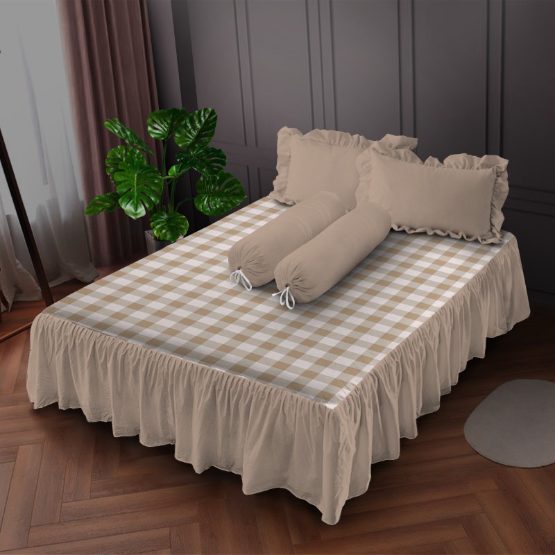 Kintakun Sprei Rumbai 160/180 Litani Aesthetic Dluxe Microtex Coklat