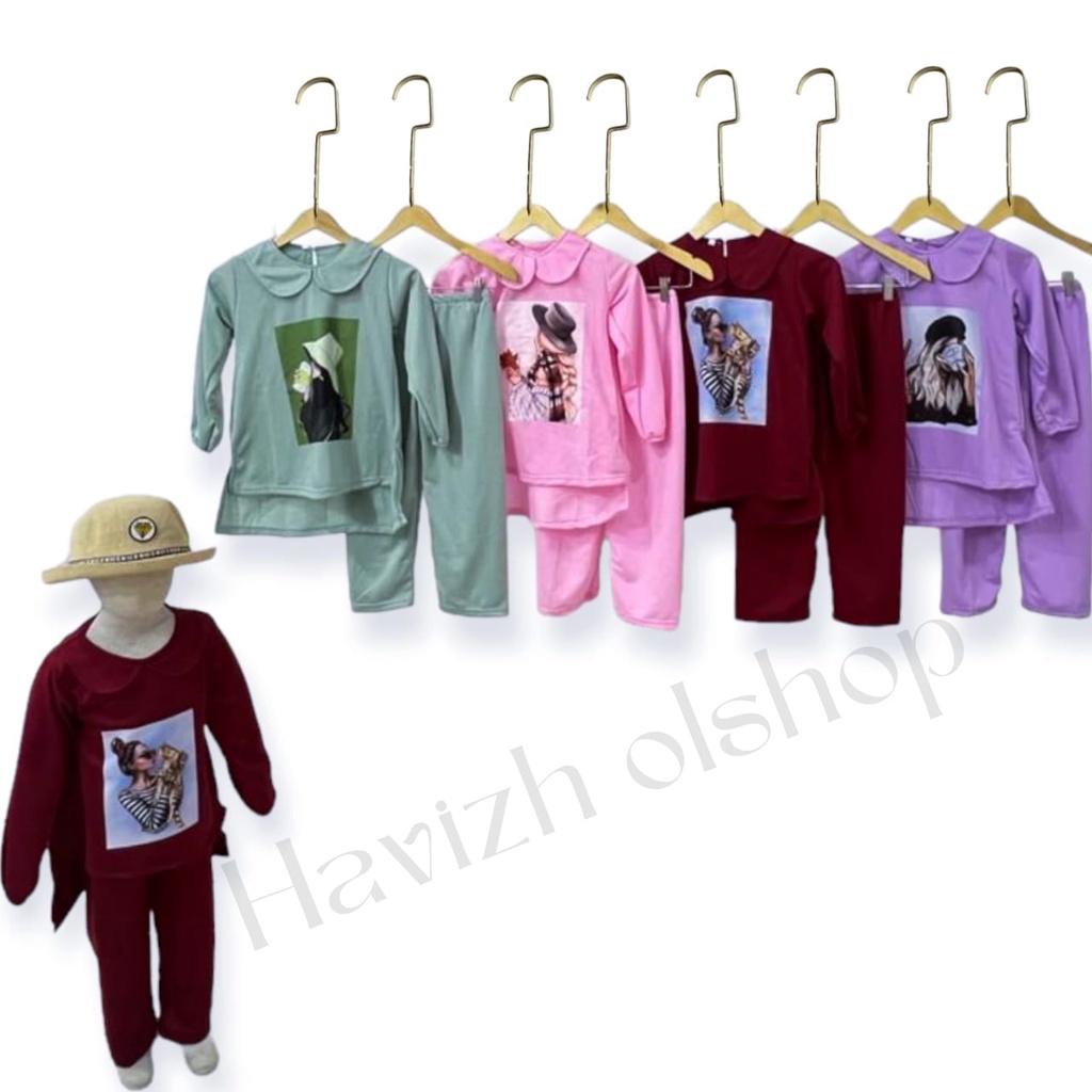 SET anak virall perempuan 3-12 thn // pakaian anak lengan panjang