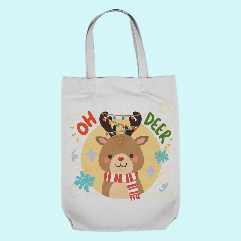 Bribell - Totebag Kanvas Bergambar Christmas Natal Bisa Untuk Hampers Natal Taun baru Goodie Bag