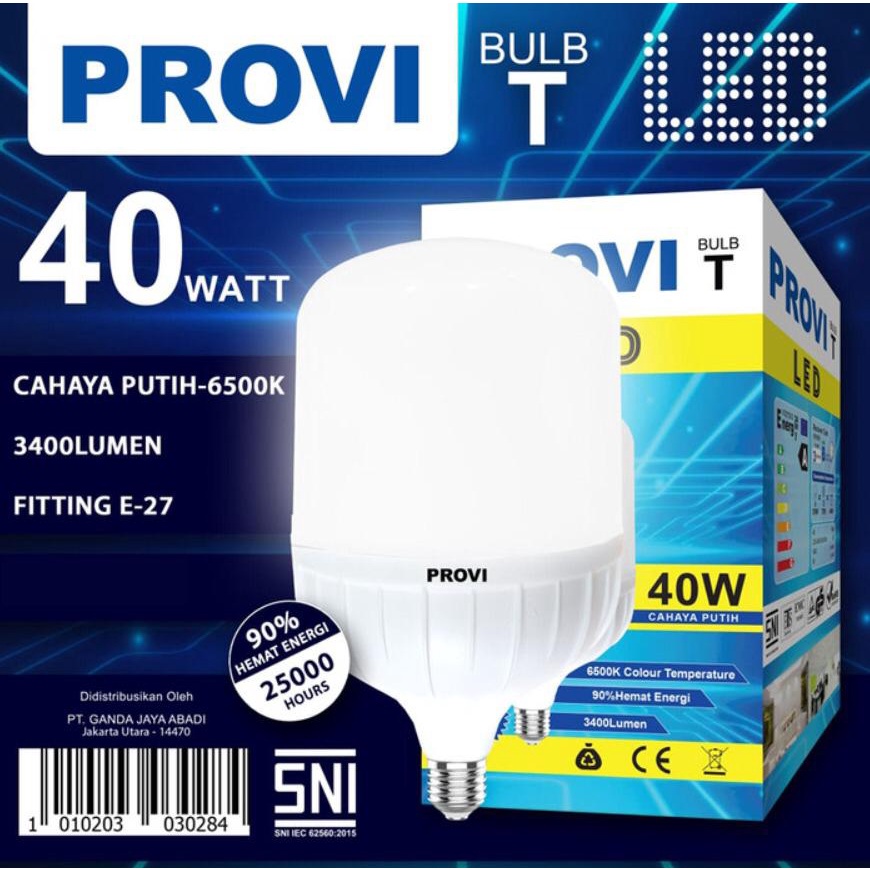 PROVI Lampu Garansi LED Bulb Jumbo Kapsul Tabung 5W 10W 15W 20W 30W 40W Kapsul Super Terang Putih ORIGINAL