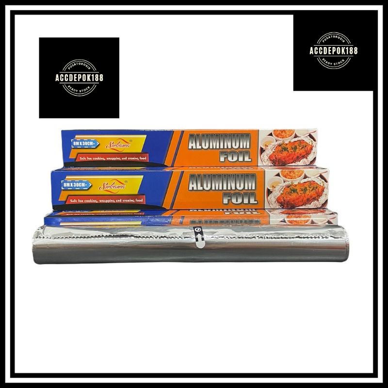 ALUMINIUM FOIL ROLL SUKAWA BEST FOR FOOD 30CM X 8M FOR COOKING KEEP FOOD HOT FREEZING WRAPPING STORING