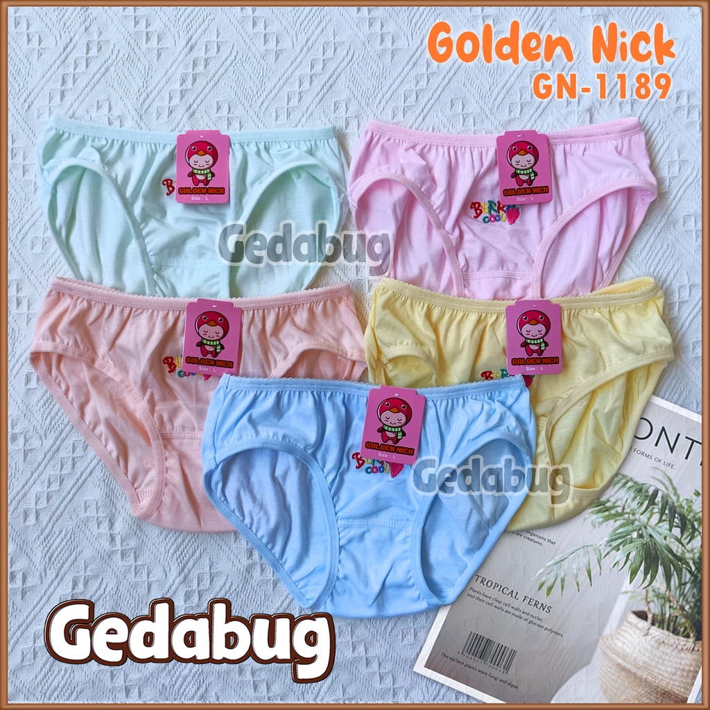 6 Pcs - Celana dalam anak Golden Nick 1189 Warna Muda | CD Anak bahan katun Berkualitas | Gedabug