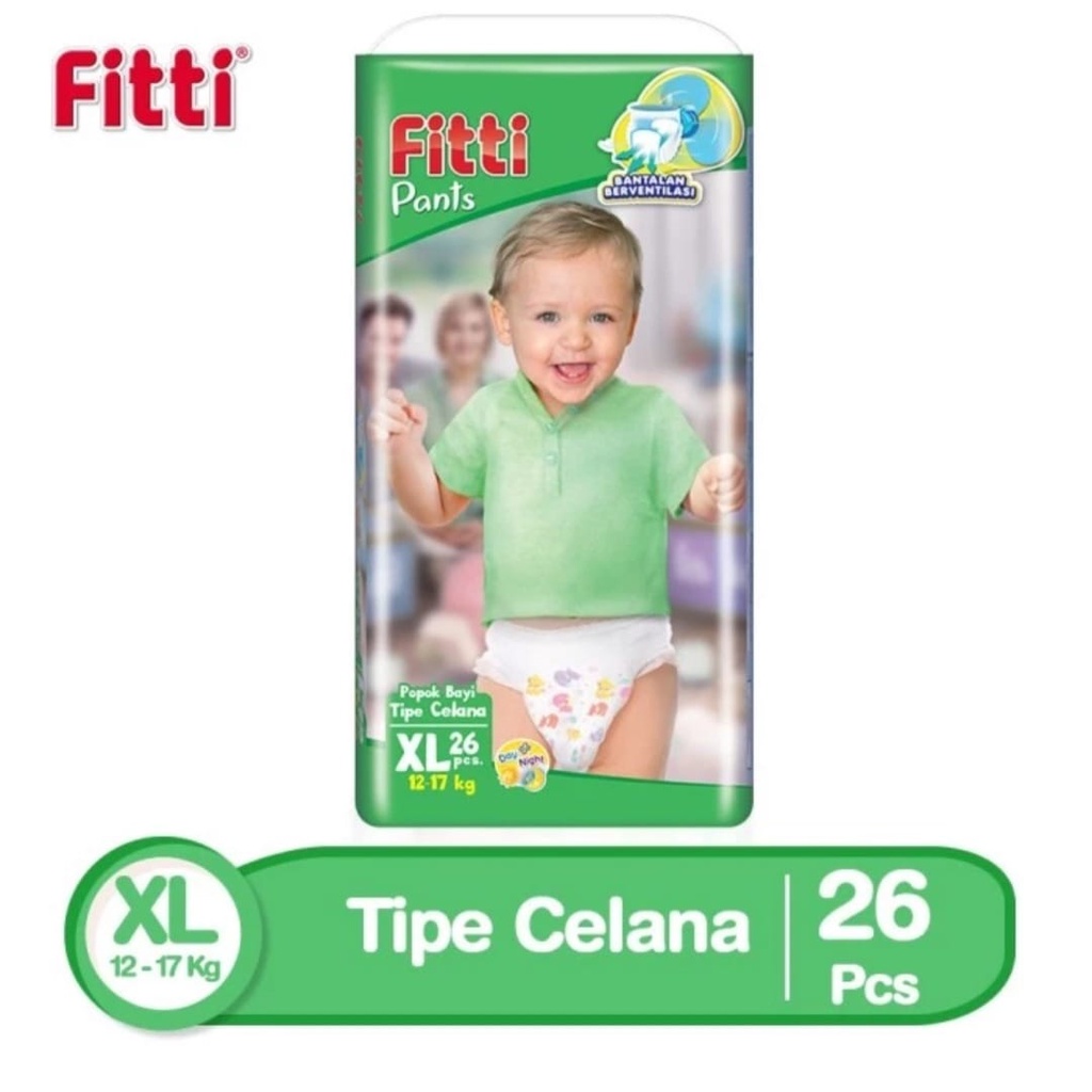 FITTI Pants Tidak Gerah Popok Berventilasi XL26 pcs Berat Bayi 12-17 kg - FITTI Unicharm Pampers Pop