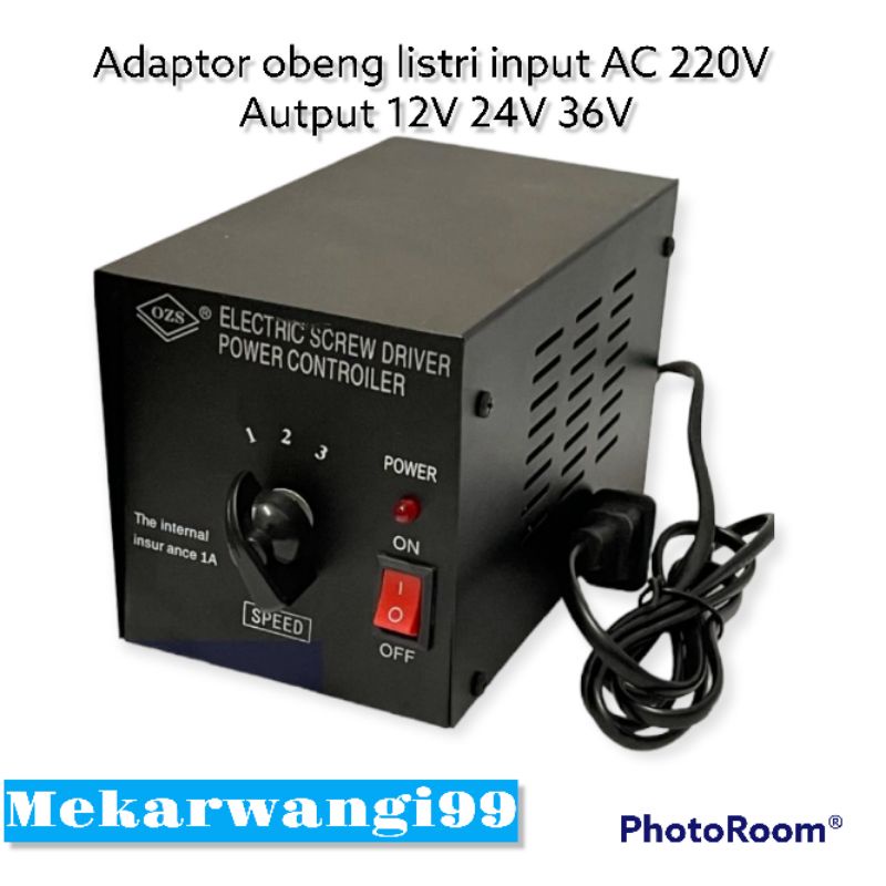 Adaptor Obeng listrik dengan pengatur kecepatan (DC 12V - 24V - 36V)