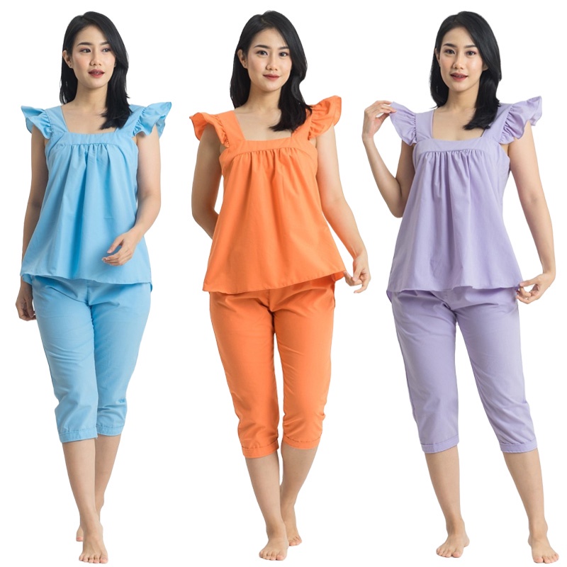 PDK CND Baju Tidur Wanita Piyama Dewasa Setelan Celana 7/8 78 Bahan Katun Rayon One Set Sleepwear Pr