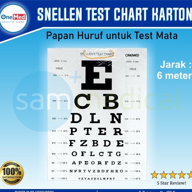 Onemed Snellen Test Chart Karton atau Papan Huruf Tes Mata