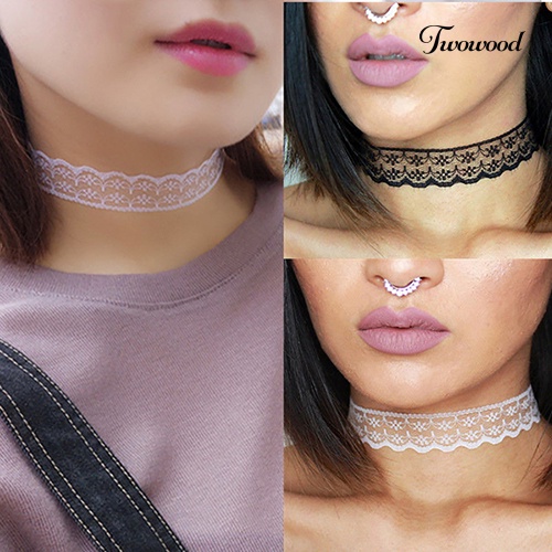 Kalung Choker Bahan Lace Motif Bunga Gaya Retro Boho Gothic Punk Untuk Wanita