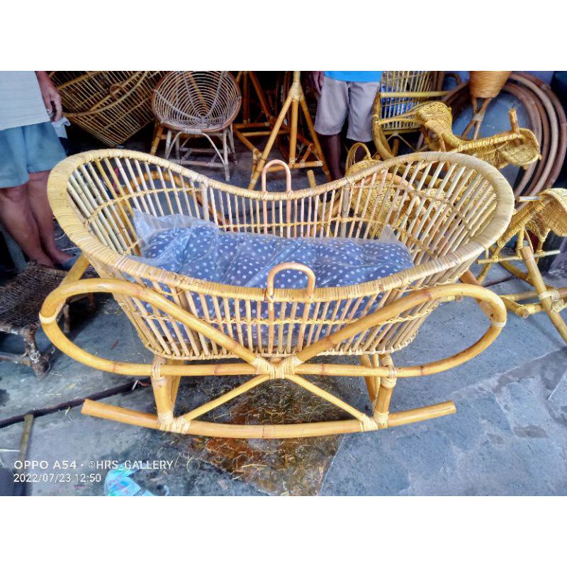 keranjang bayi rotan alami