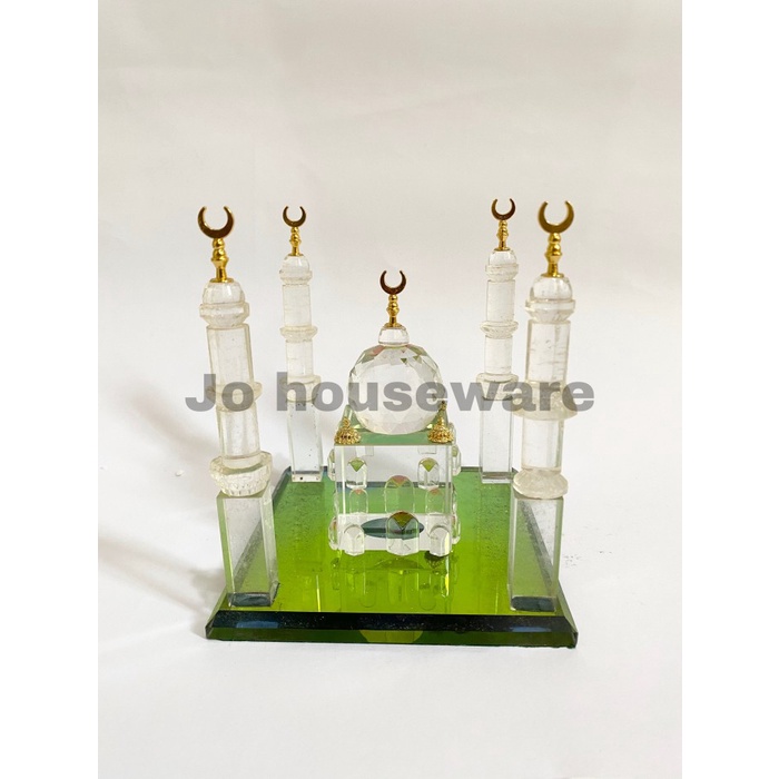 Pajangan kristal masjid gelas kaca unik hiasan dekorasi lemari F01