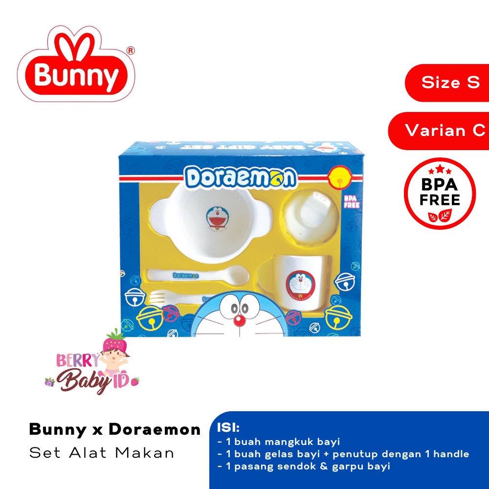 Lusty Bunny Doraemon Feeding Set Perlengkapan Makan Paket Kado Bayi Berry Mart