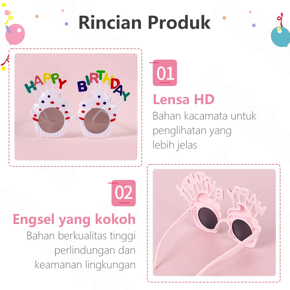 Halo Baby kacamata happy birthday/Kacamata Ulang tahun happy birthday/ Kacamata Anak Unisex fashion