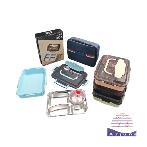 Kotak Makan 4 SEKAT - 5 SEKAT / Kotak bekal soup/ Lunch Box Stainless Tahan Panas Dan Anti Tumpah FREE TAS