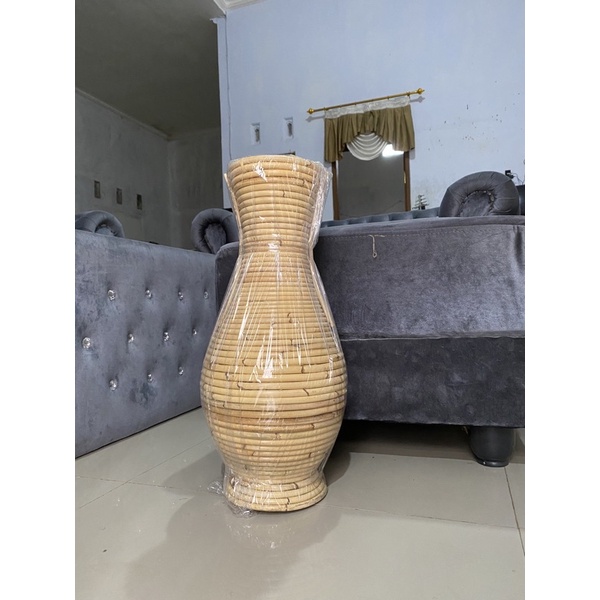 POT GUCI ROTAN TINGGI 50CM | POT BUNGA KERING | POT DEKORASI RUSTIC