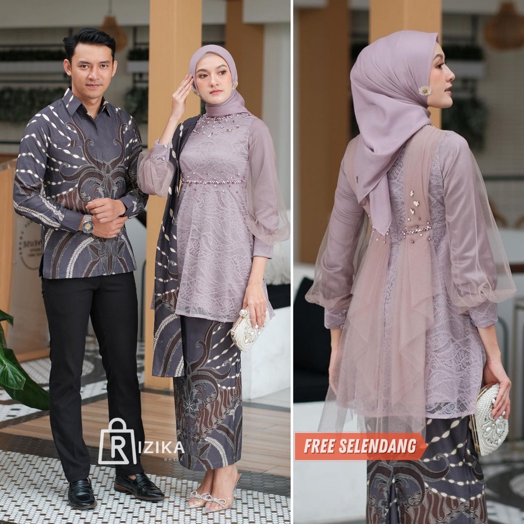 Kebaya Couple Modern Kebaya Wisuda Set Tunik Lamaran Tunangan Batik Baju Couple Kondangan Terbaru 2023