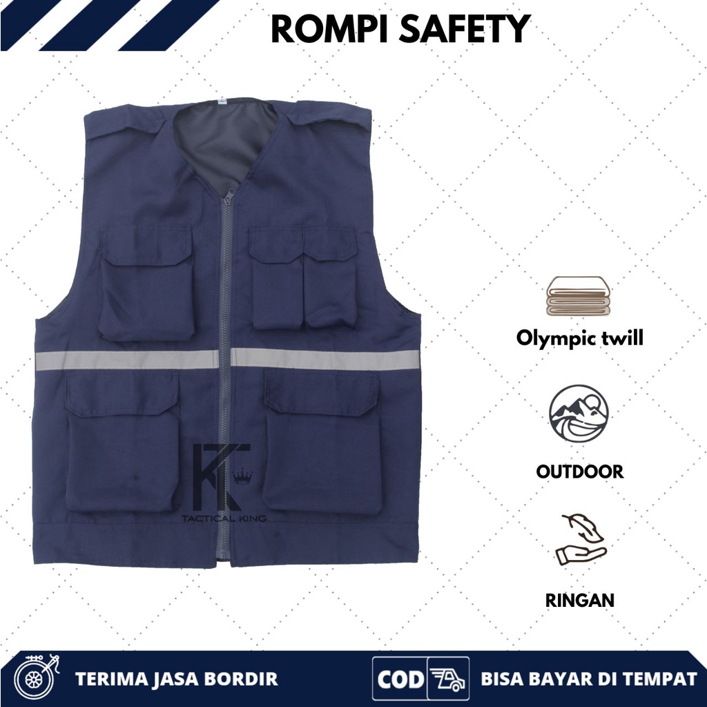 Rompi Proyek - Rompi Safety - Rompi Tambang - Rompi kain - Rompi K3 - Rompi Stabilo