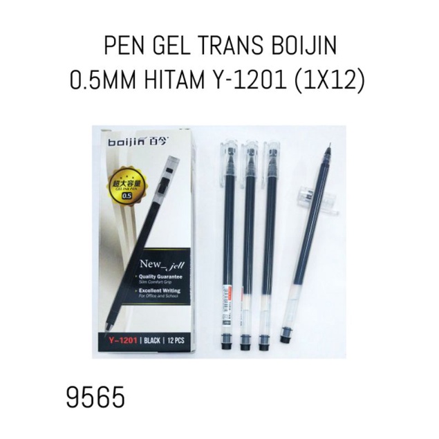 

PEN GEL TRANSPARAN BOIJIN WARNA HITAM Y-1201 0.5MM