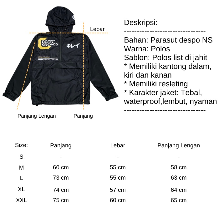 Jaket Hoodie Pria Cagoule Windbreaker Jacket Taslan Premium ARMORED