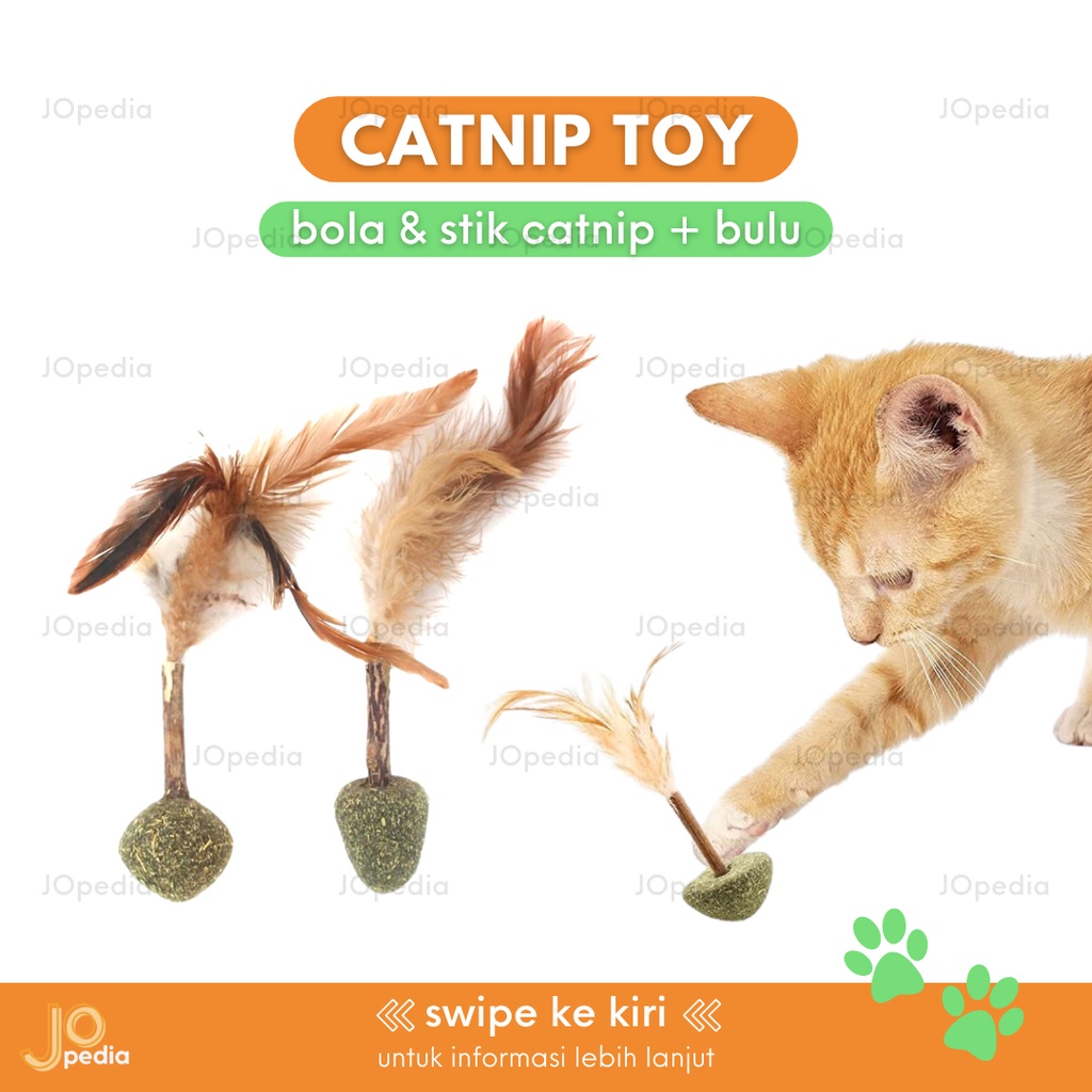 CATNIP TOY Gasing Mainan Kucing Snack Bola Bulu Stick Matatabi Makanan Cat Mint Ball Toy