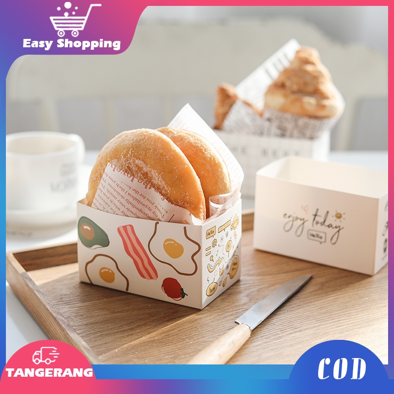 50pcs Box Sandwich Box/Toast Box/Kotak Kue/Box Kentang/Korea Sandwich Box Craft/Wax Paper