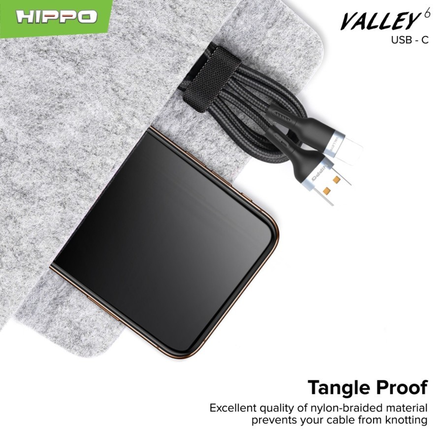 Hippo Valley 6 Kabel data USB Type C 100cm Quick Fast Charging