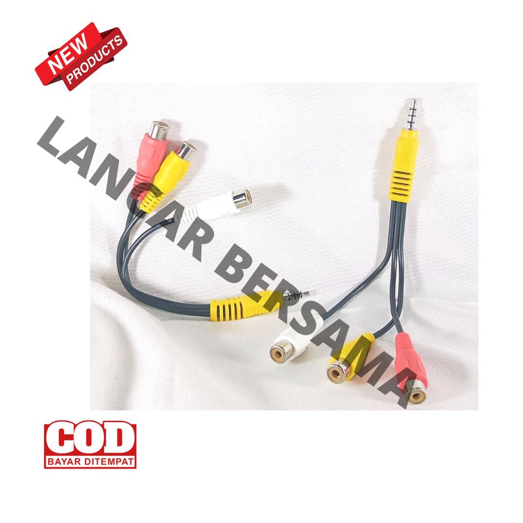 KABEL JACK AV 3.5MM GARIS 3 TO 3 RCA FEMALE - 3.5 MALE TO 3 RCA FEMALE