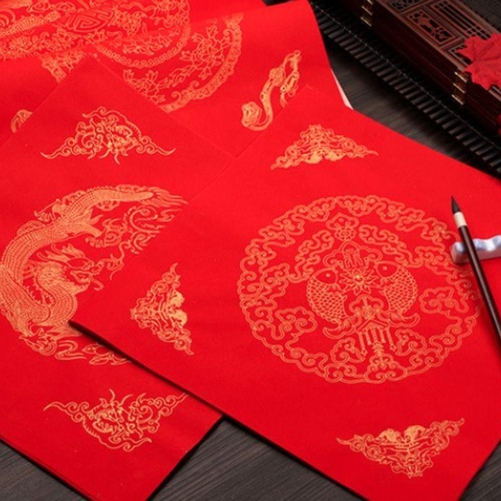 Lanfy Tahun Baru Merah Xuan Kertas Kosong DIY Musim Semi Festival Berkah Keberuntungan Phoenix Kertas Kaligrafi