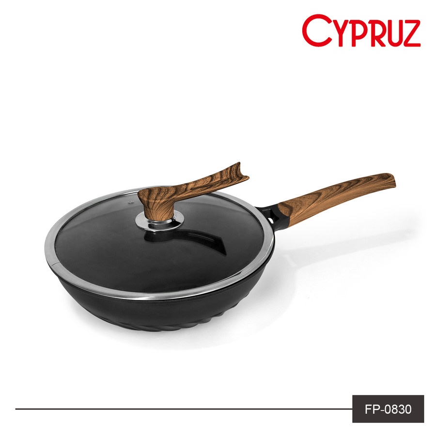 Cypruz Fry Wok Induction 30cm FP-0830 Die Casting + Lid (Tutup)