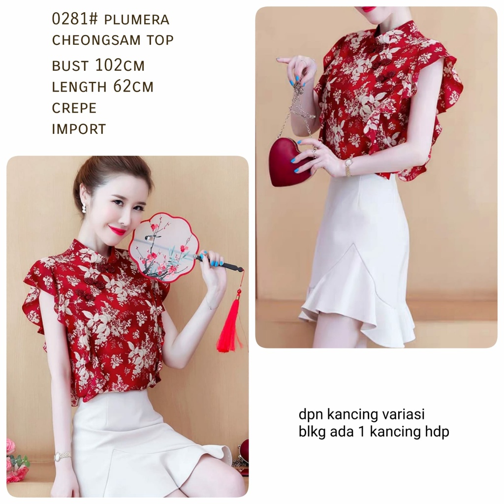 Go# 0281 CNY Pluemera Cheongsam Top Import / Atasan Wanita Import / Atasan Wanita Murah Import