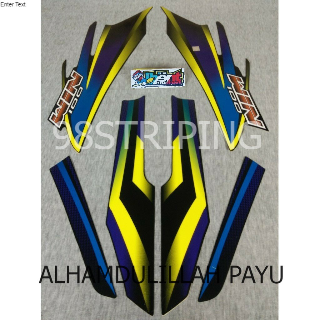 STRIPING LIS STANDAR ORI HONDA WIN100 WIN 100 BIRU KUNING TAHUN 2003 2004 POLET STIKER