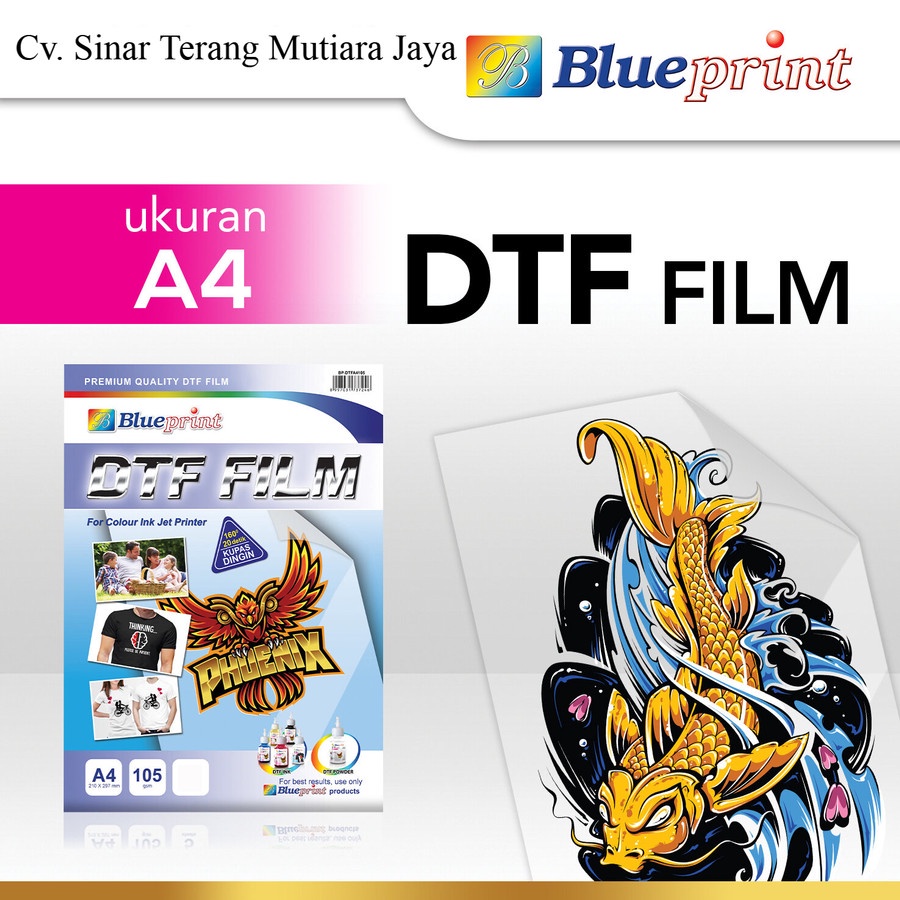 

Kertas Transfer Film DTF BLUEPRINT / Digital Transfer Film PET A4