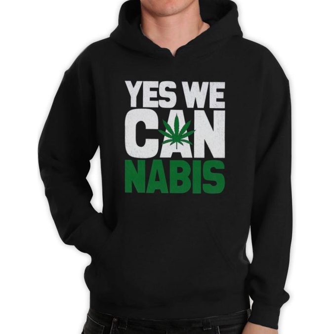 jaket hoodie sweater marijuana yes we cannabis hitam