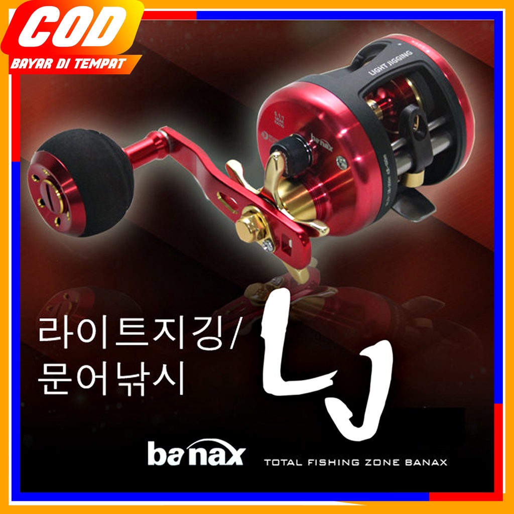 BANAX LJ 200R REEL OH OVERHEAD LIGHT JIGGING MADE IN KOREA MAX DRAG 9KG HANDLE KANAN