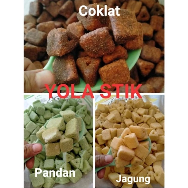 yola stik 3 varian(coklat,pandan,jagung)250gr