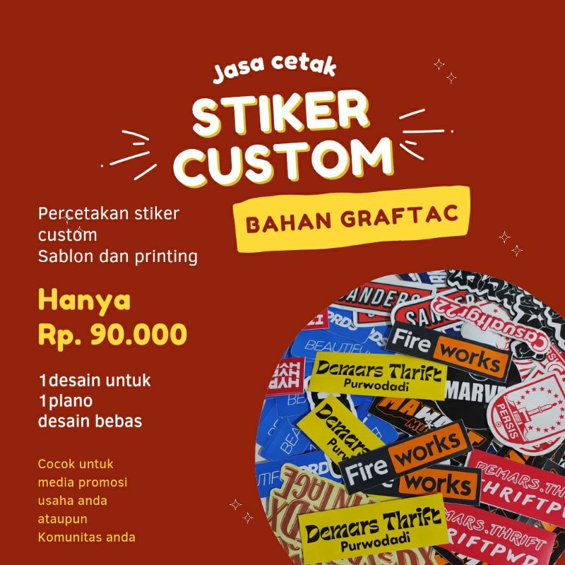 

custom media promosi stiker brand (90-110) Terima pesanan sesuai design anda