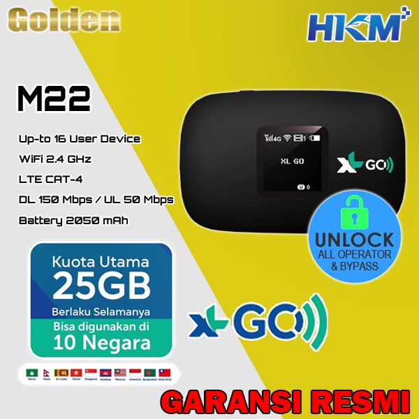 HKM M22 Modem Mifi Wifi XL GO IZI Bonus Kuota Data Unlock Garansi resmi
