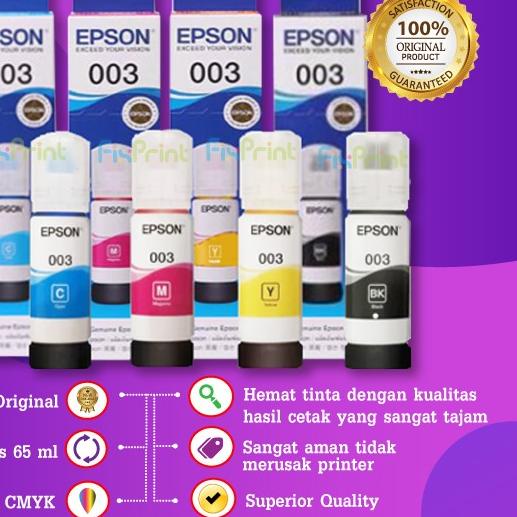 Tinta Refill Epson 003 Ink Printer L1110 L3210 L3110 L3210 L5190 L5290 - TINTA ORIGINAL, Hitam