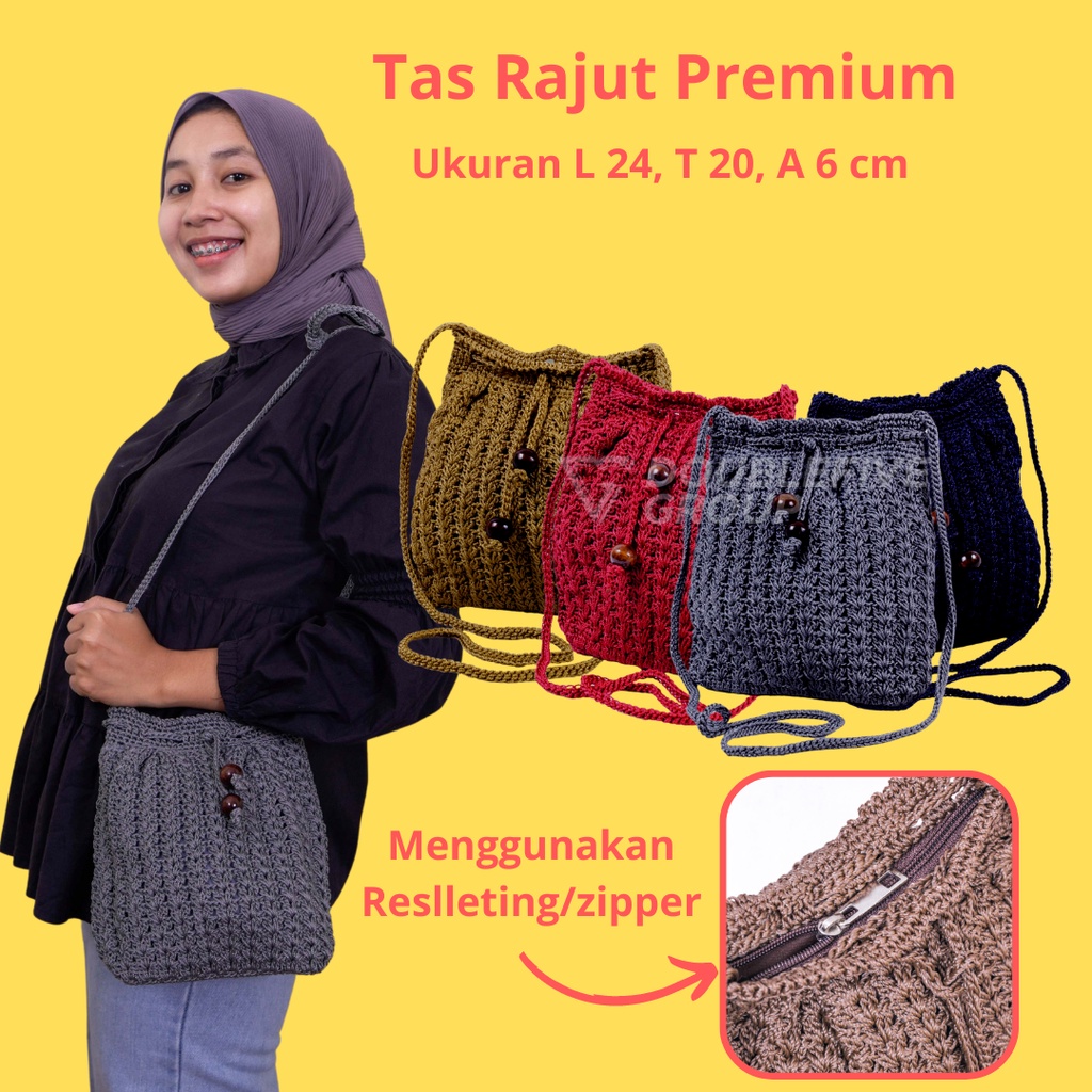 TAS RAJUT SLEMPANG WANITA TERBARU BUNGA UNIK