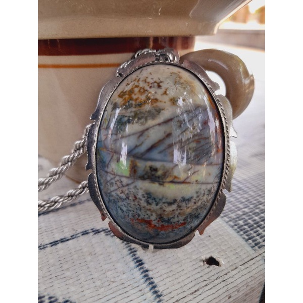 KALUNG LIONTIN BATU AKIK PANCAWARNA DARSON MOTIF