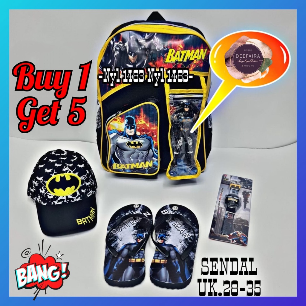 Tas Ransel Anak Motif B4atm4n B4t Free Buy 1 Get 5 Free Untuk Anak Laki Laki Paud Tk Sd
