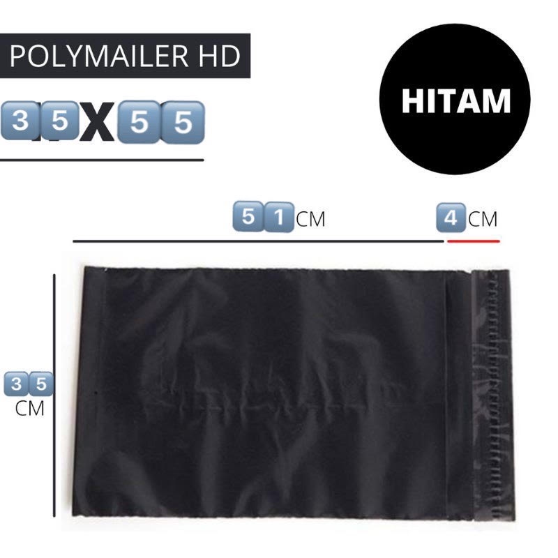 

Plastik Polymailer 35 x 55 cm isi 100 pcs HItam Packing Online shop