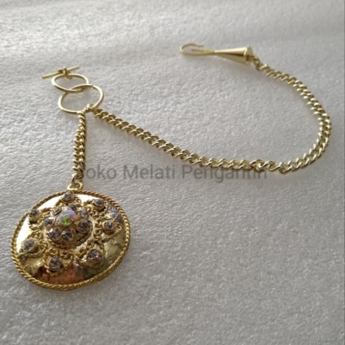 Pin Aksesoris Bros Rantai Koin Benggol Baju Beskap Sunda Betawi Bulat Emas
