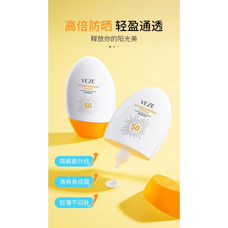 Veze Tabir Surya UV SPF50 PA +++ Intensif 45ml Pelembab Pemutih dan Penghilang Titik