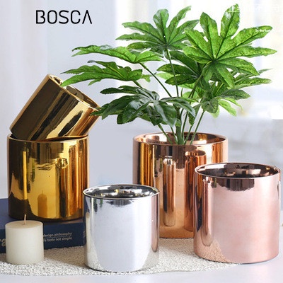 Pot Pot Bunga Tanaman Dengan Alas Gold Rose Gold Murah/Vas Bunga Tanaman