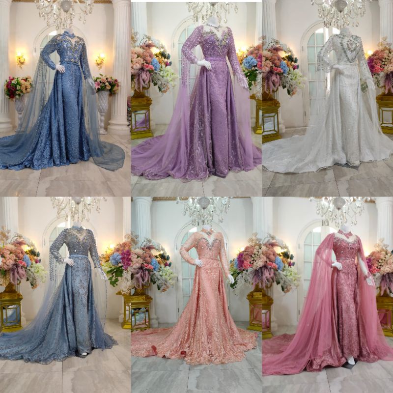 TERKINI//GAUN SLIM MEWAH BEREKOR MODERN//GOWN PENGANTIN BEST SELLER