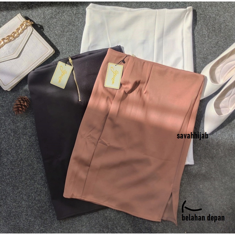 Rok  Pencil Skirt / Pensil Skirt / Rok Pensil / Rok Midi Wanita/ Sleting (Zipper) Belah Depan