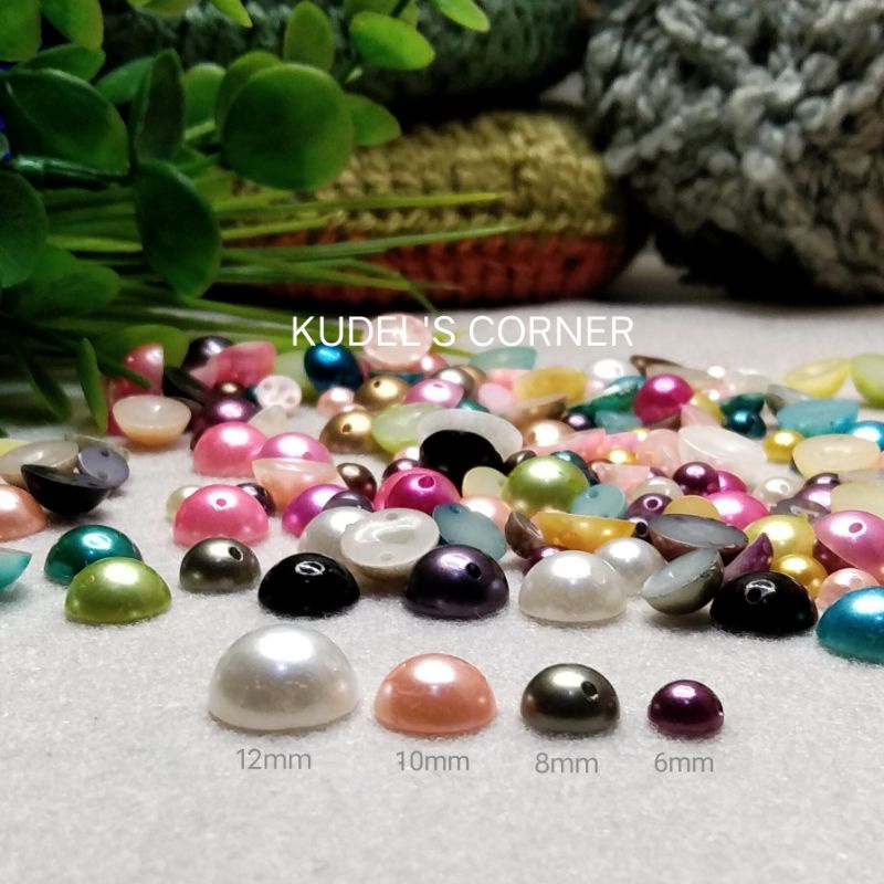 25gr mutbel / mutiara belah / half pearl mix warna dan ukuran