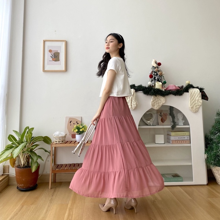 Yeji Long Skirt - Skirt Casual - Rok Panjang Wanita - Korean Skirt